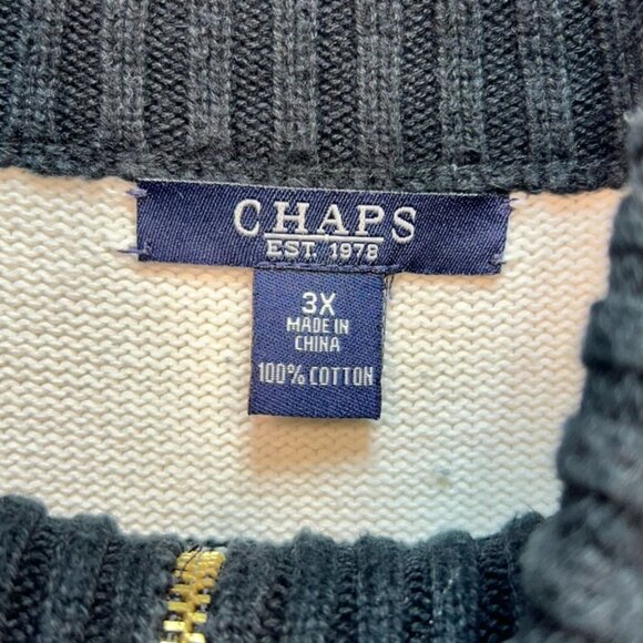 Chaps Womens Full Zip Sweater Size 3X Black White Striped Rib Knit Mock Neck Y2K - Picture 2 of 12